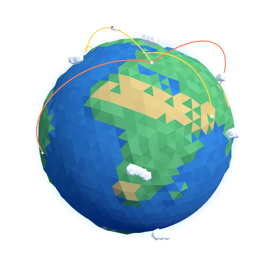 3D globe with flight arcs